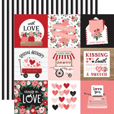 Echo Park Hello Valentine Designpapier - 4 x 4 Journaling Cards